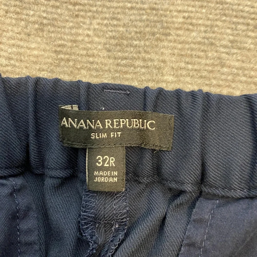 Banana‎ Republic Pants Mens 32R Navy Slim Fit Drawstring Waist Elastic Back